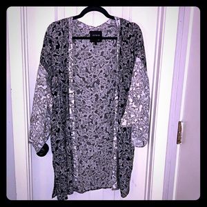 Black and White Floral Cotton On Kimono